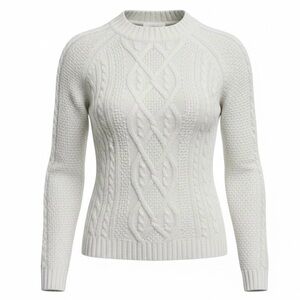Abercrombie & Fitch Women’s Sweater M White Cable Knit Pullover Crew Neck